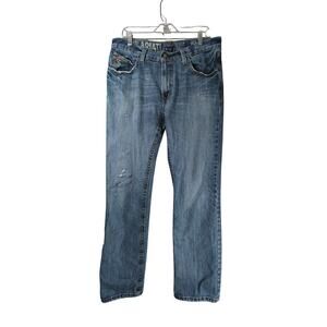 Ariat Jeans Mens 34x36 Blue M4 Low Rise Boot Cut Work Distressed